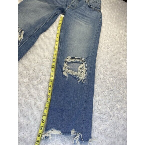 Free People Jeans Women's 25 Mid Rise Straight Leg Denim Distressed Button Fly - Picture 6 of 11